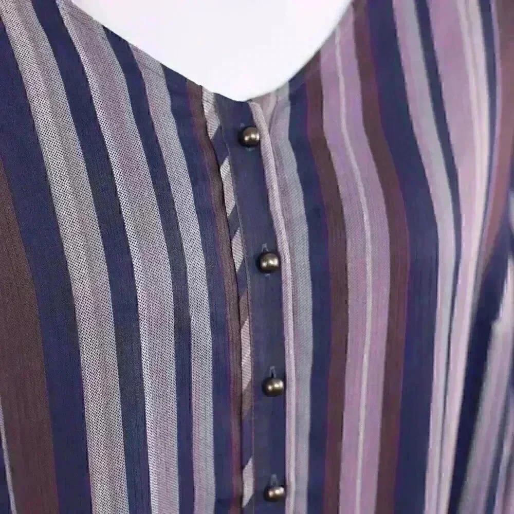 cj banks NWOT size 1X lined blue striped long sleeve button down shirt - Picture 5 of 11